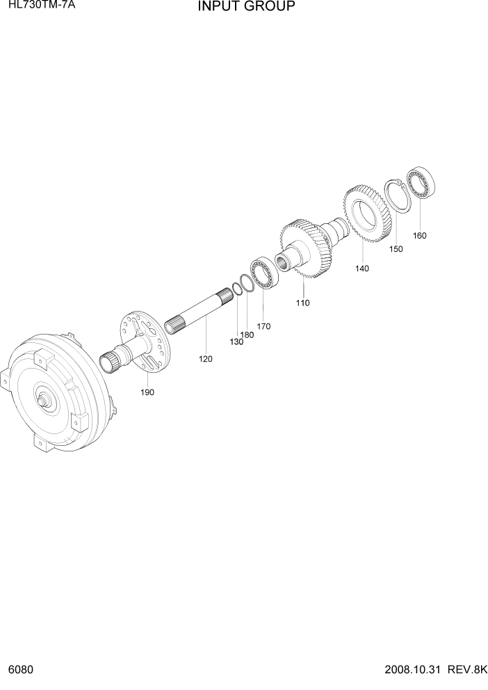 Схема запчастей Hyundai HL730TM7A - PAGE 6080 INPUT GROUP СИЛОВАЯ СИСТЕМА