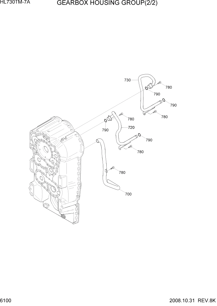 Схема запчастей Hyundai HL730TM7A - PAGE 6100 GEARBOX HOUSING GROUP(2/2) СИЛОВАЯ СИСТЕМА