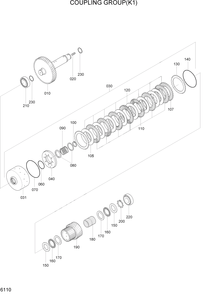 Схема запчастей Hyundai HL730TM7A - PAGE 6110 COUPLING GROUP(K1) СИЛОВАЯ СИСТЕМА