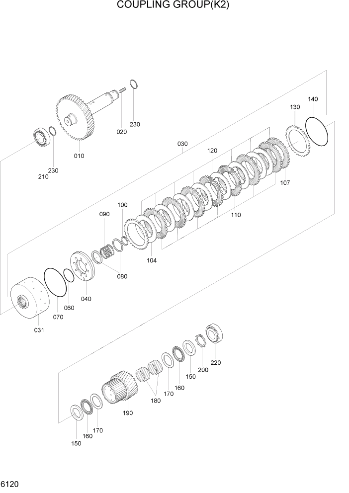 Схема запчастей Hyundai HL730TM7A - PAGE 6120 COUPLING GROUP(K2) СИЛОВАЯ СИСТЕМА