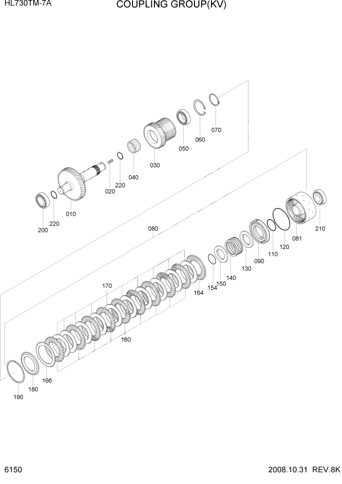 Схема запчастей Hyundai HL730TM7A - PAGE 6150 COUPLING GROUP(KV) СИЛОВАЯ СИСТЕМА