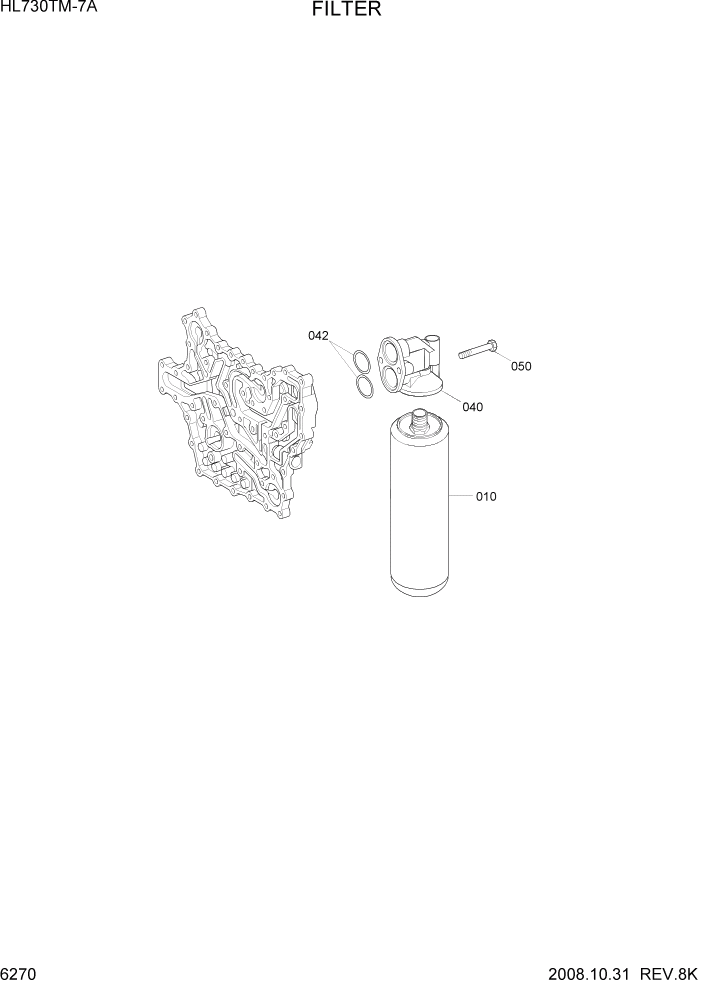 Схема запчастей Hyundai HL730TM7A - PAGE 6270 FILTER СИЛОВАЯ СИСТЕМА