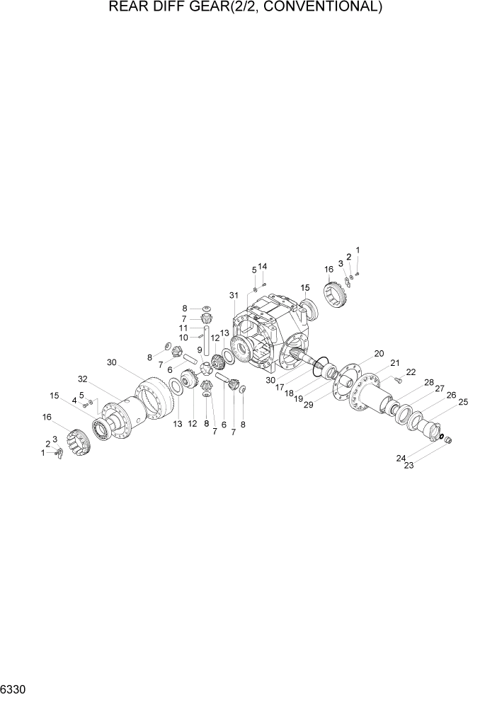 Схема запчастей Hyundai HL730TM7A - PAGE 6330 REAR DIFF GEAR(2/2,CONVENTIONAL) СИЛОВАЯ СИСТЕМА