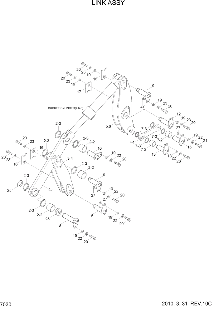 Схема запчастей Hyundai HL730TM7A - PAGE 7030 LINK ASSY РАБОЧЕЕ ОБОРУДОВАНИЕ