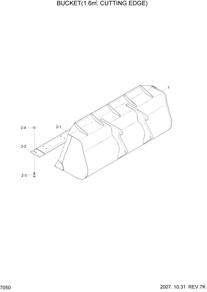 Схема запчастей Hyundai HL730TM7A - PAGE 7050 BUCKET(1.6M3, CUTTING EDGE) РАБОЧЕЕ ОБОРУДОВАНИЕ