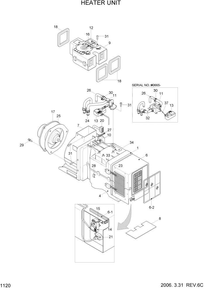 Схема запчастей Hyundai HL740-7 - PAGE 1120 HEATER UNIT СИСТЕМА ДВИГАТЕЛЯ