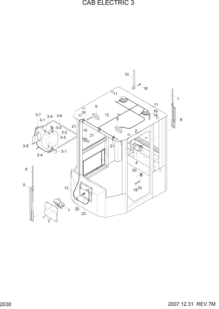 Схема запчастей Hyundai HL740-7 - PAGE 2030 CAB ELECTRIC 3 ЭЛЕКТРИЧЕСКАЯ СИСТЕМА