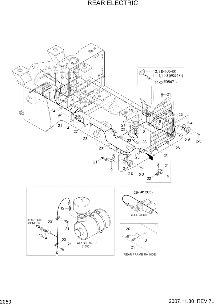 Схема запчастей Hyundai HL740-7 - PAGE 2050 REAR ELECTRIC ЭЛЕКТРИЧЕСКАЯ СИСТЕМА