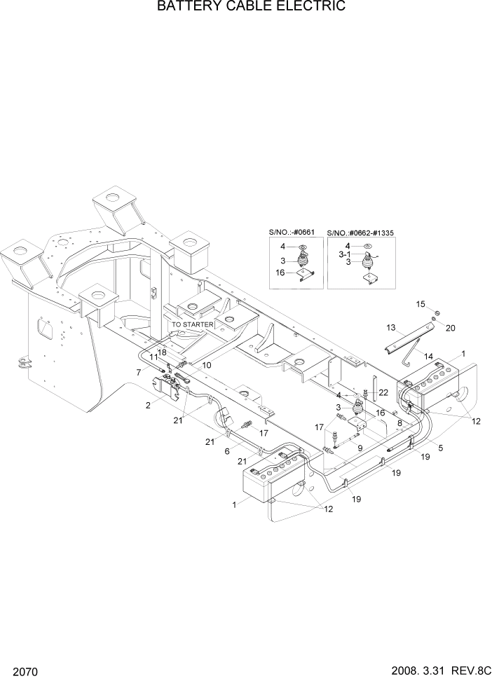 Схема запчастей Hyundai HL740-7 - PAGE 2070 BATTERY CABLE ELECTRIC ЭЛЕКТРИЧЕСКАЯ СИСТЕМА
