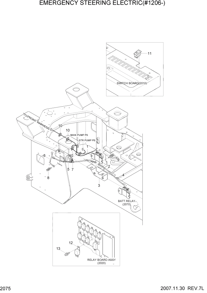 Схема запчастей Hyundai HL740-7 - PAGE 2075 EMERGENCY STEERING ELECTRIC(#1206-) ЭЛЕКТРИЧЕСКАЯ СИСТЕМА