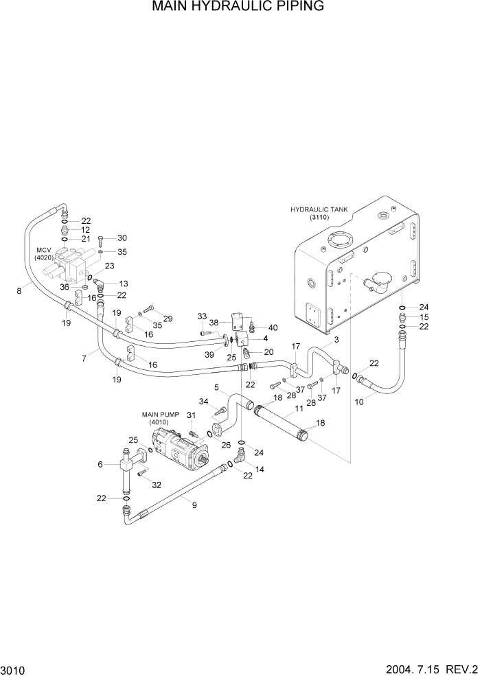 Схема запчастей Hyundai HL740-7 - PAGE 3010 MAIN HYDRAULIC PIPING ГИДРАВЛИЧЕСКАЯ СИСТЕМА