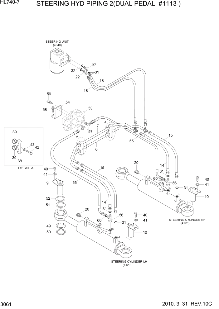 Схема запчастей Hyundai HL740-7 - PAGE 3061 STEERING HYDRAULIC PIPING 2(DUAL PEDAL) ГИДРАВЛИЧЕСКАЯ СИСТЕМА