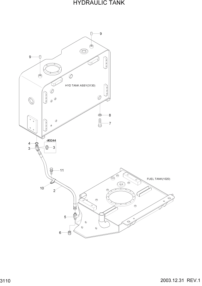 Схема запчастей Hyundai HL740-7 - PAGE 3110 HYDRAULIC TANK ГИДРАВЛИЧЕСКАЯ СИСТЕМА