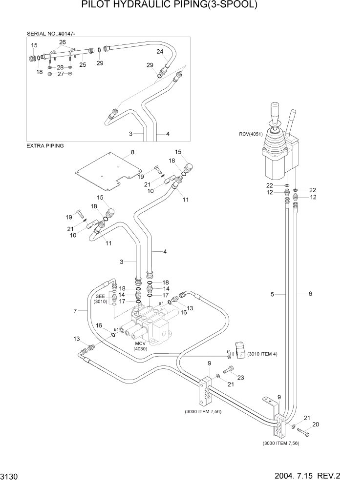 Схема запчастей Hyundai HL740-7 - PAGE 3130 PILOT HYDRAULIC PIPING(3-SPOOL) ГИДРАВЛИЧЕСКАЯ СИСТЕМА