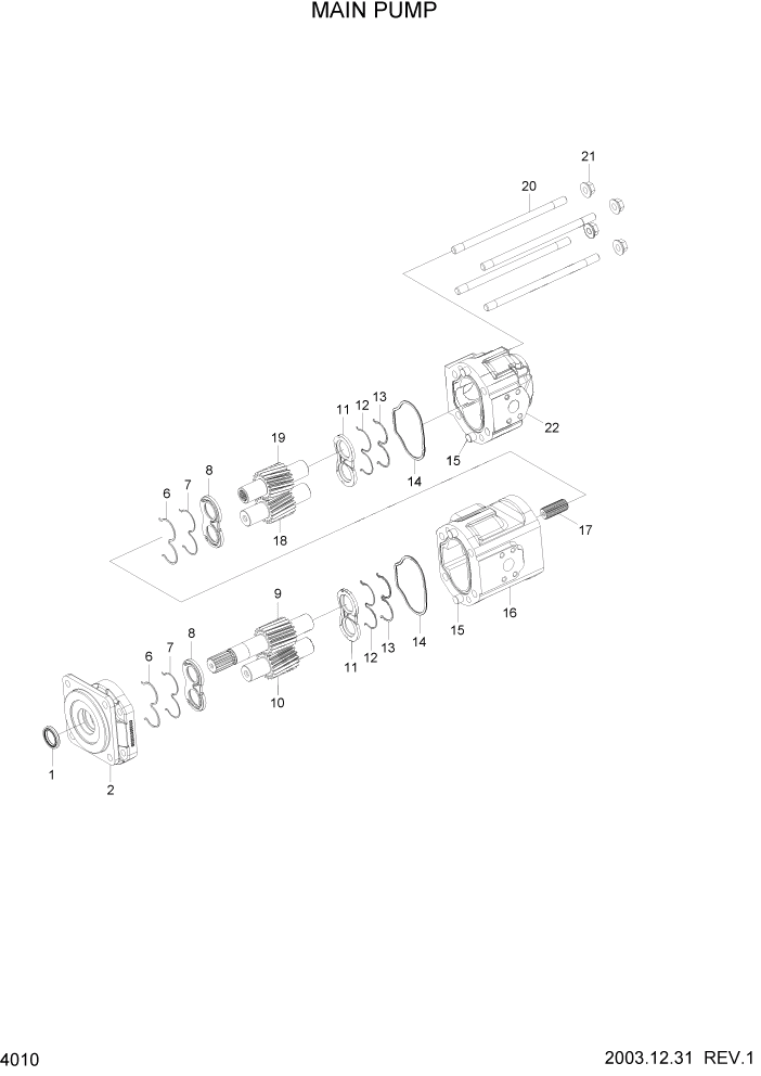 Схема запчастей Hyundai HL740-7 - PAGE 4010 MAIN PUMP ГИДРАВЛИЧЕСКИЕ КОМПОНЕНТЫ