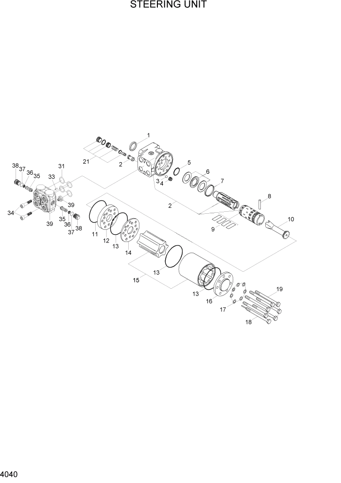 Схема запчастей Hyundai HL740-7 - PAGE 4040 STEERING UNIT ГИДРАВЛИЧЕСКИЕ КОМПОНЕНТЫ