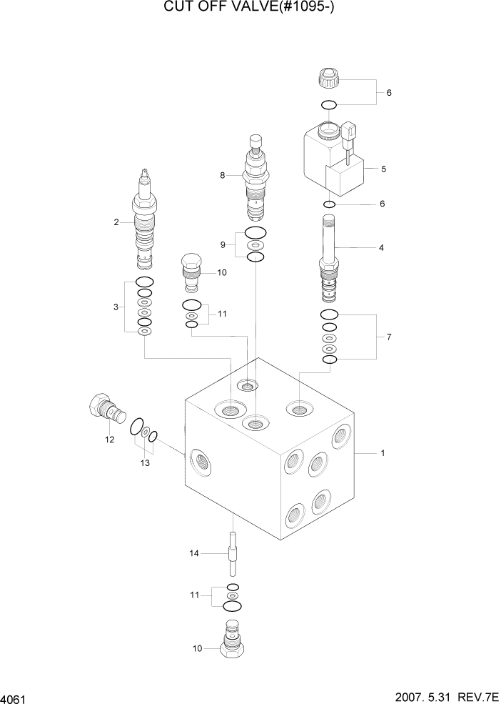 Схема запчастей Hyundai HL740-7 - PAGE 4061 CUT OFF VALVE(#1095-) ГИДРАВЛИЧЕСКИЕ КОМПОНЕНТЫ