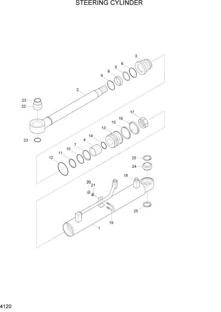 Схема запчастей Hyundai HL740-7 - PAGE 4120 STEERING CYLINDER ГИДРАВЛИЧЕСКИЕ КОМПОНЕНТЫ