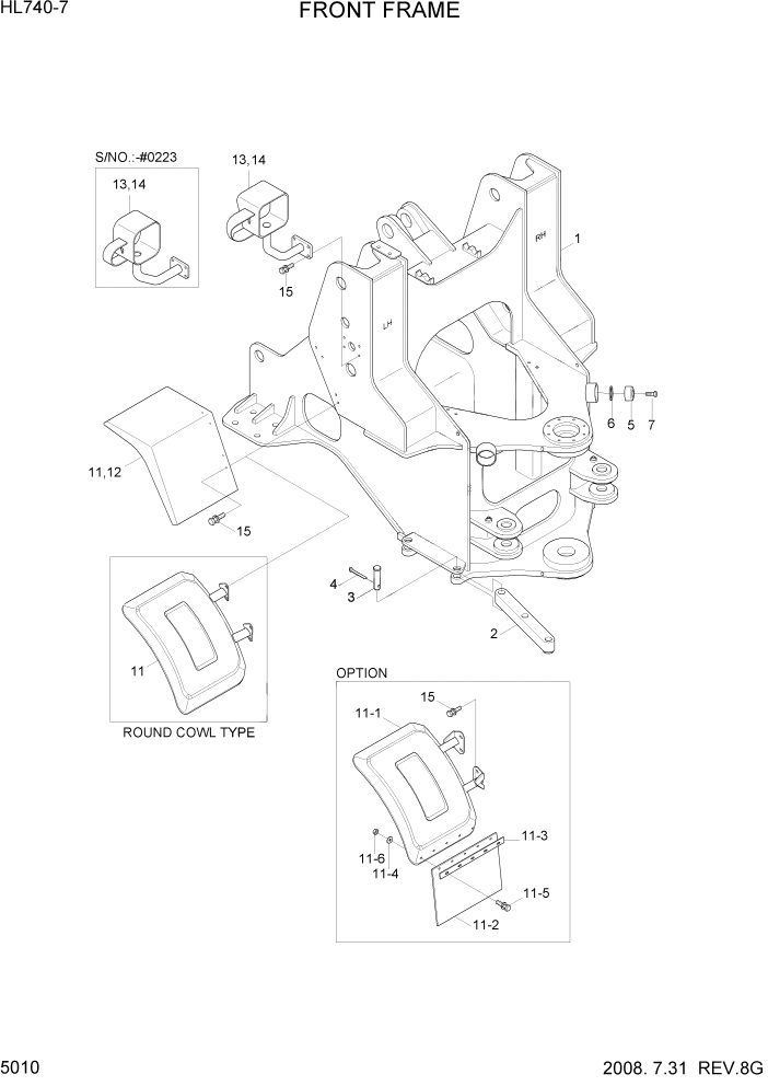 Схема запчастей Hyundai HL740-7 - PAGE 5010 FRONT FRAME СТРУКТУРА