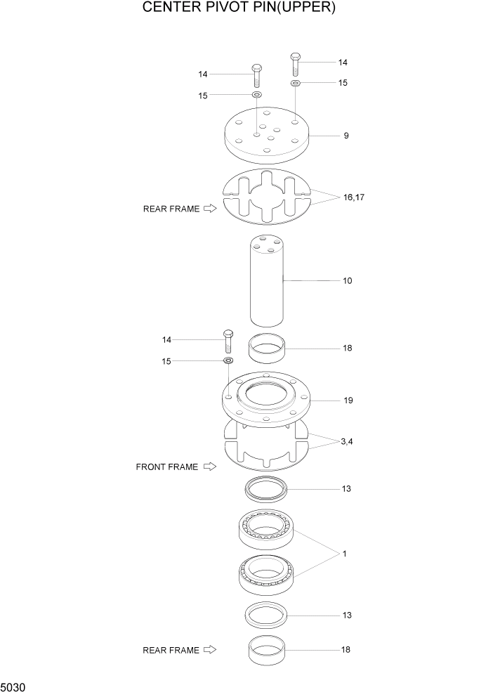 Схема запчастей Hyundai HL740-7 - PAGE 5030 CENTER PIVOT PIN(UPPER) СТРУКТУРА