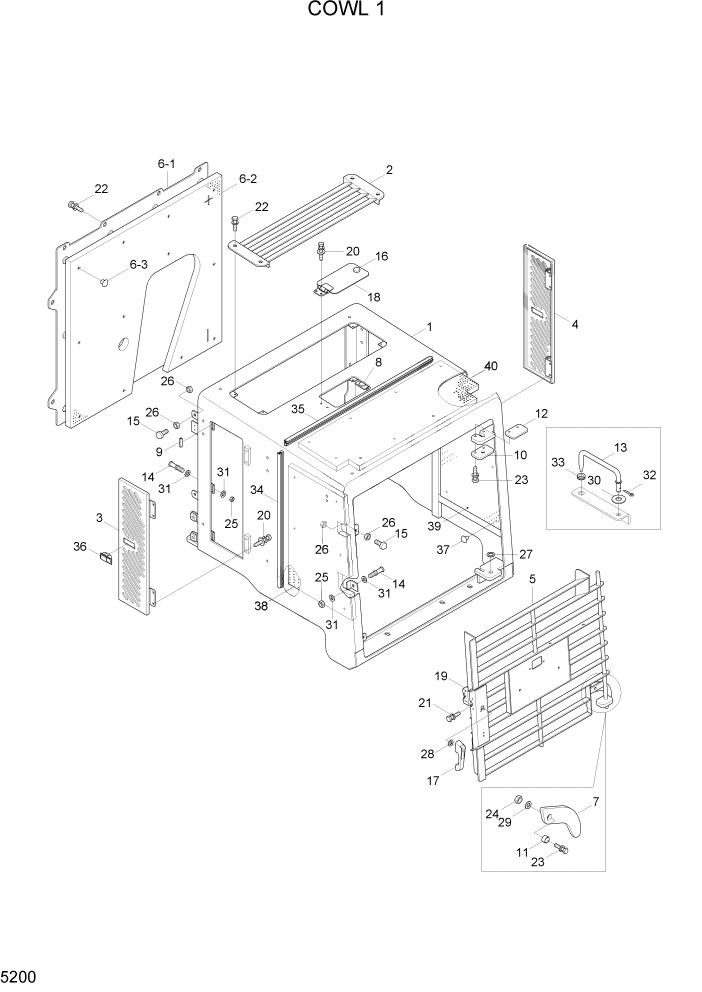 Схема запчастей Hyundai HL740-7 - PAGE 5200 COWL 1 СТРУКТУРА