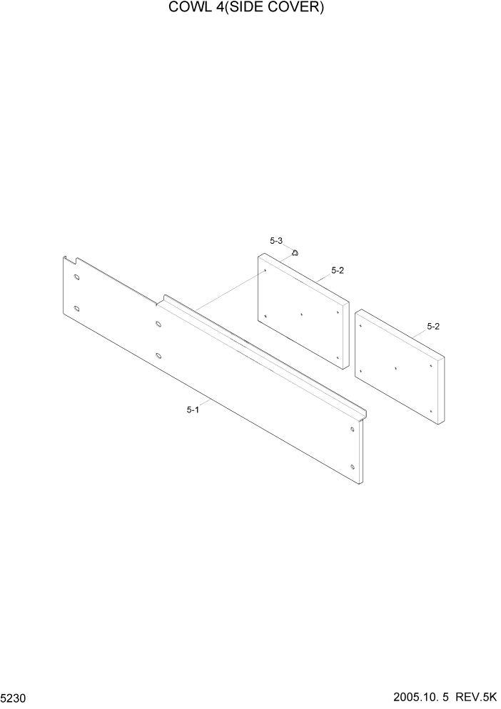 Схема запчастей Hyundai HL740-7 - PAGE 5230 COWL 4(SIDE COVER) СТРУКТУРА