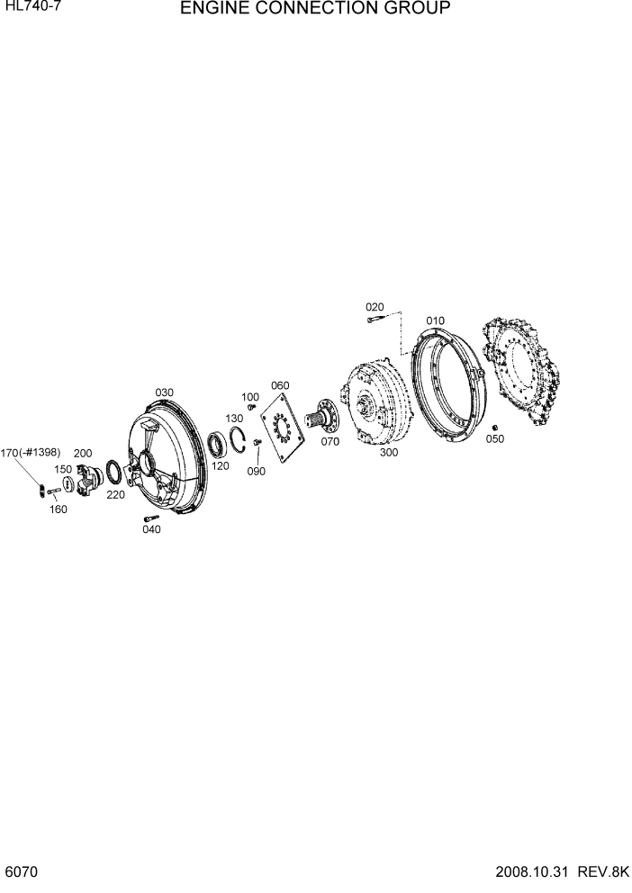 Схема запчастей Hyundai HL740-7 - PAGE 6070 ENGINE CONNECTION GROUP СИЛОВАЯ СИСТЕМА