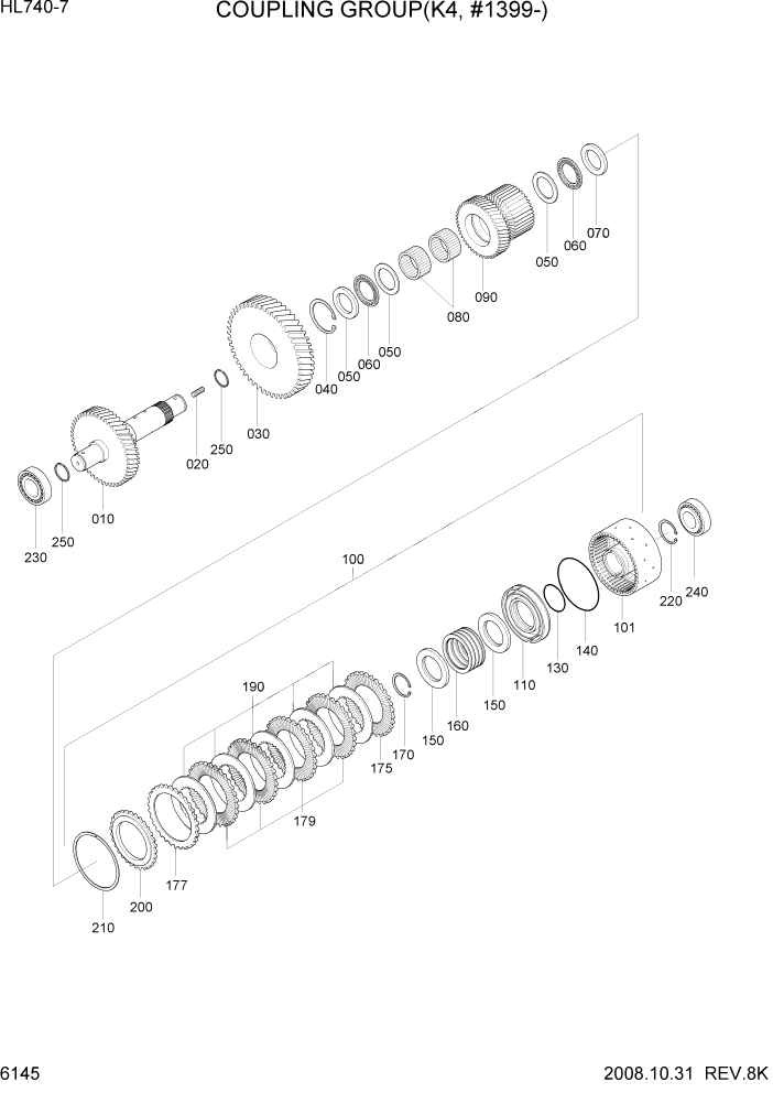 Схема запчастей Hyundai HL740-7 - PAGE 6145 COUPLING GROUP(K4, #1399-) СИЛОВАЯ СИСТЕМА