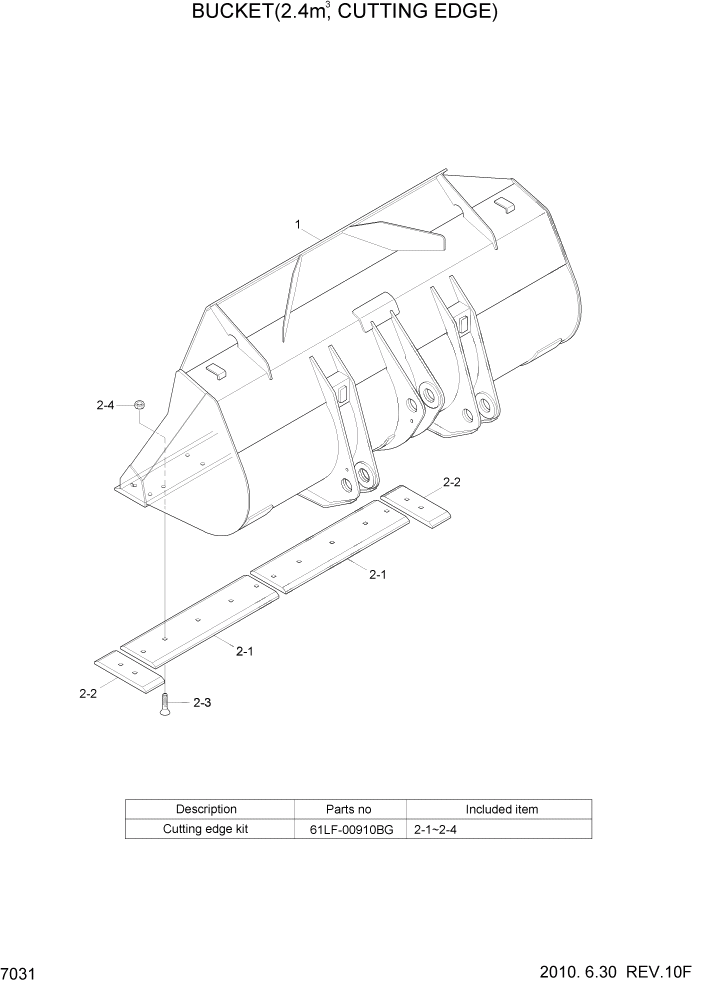 Схема запчастей Hyundai HL740-7 - PAGE 7031 BUCKET(2.4M3, CUTTING EDGE) РАБОЧЕЕ ОБОРУДОВАНИЕ