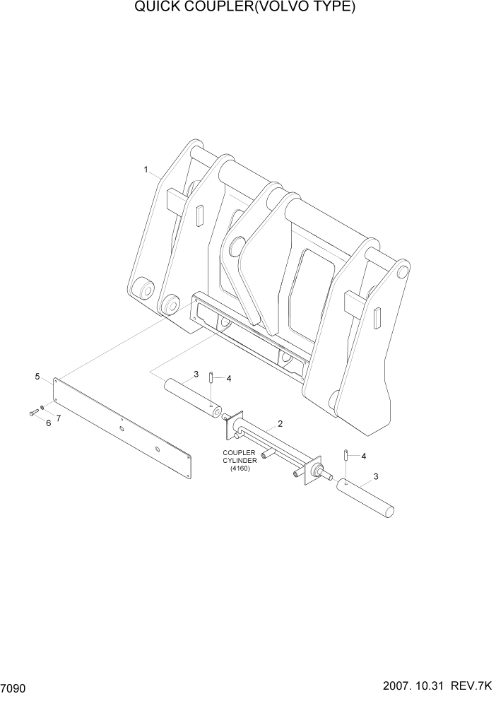 Схема запчастей Hyundai HL740-7 - PAGE 7090 QUICK COUPLER(VOLVO TYPE) РАБОЧЕЕ ОБОРУДОВАНИЕ