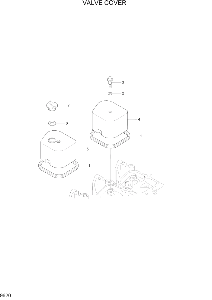 Схема запчастей Hyundai HL740-7 - PAGE 9620 VALVE COVER ДВИГАТЕЛЬ БАЗА