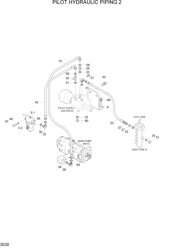 Схема запчастей Hyundai HL740-7A - PAGE 3030 PILOT HYDRAULIC PIPING 2 ГИДРАВЛИЧЕСКАЯ СИСТЕМА