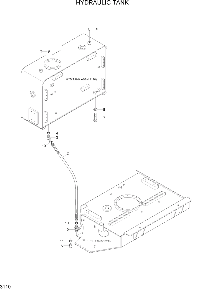 Схема запчастей Hyundai HL740-7A - PAGE 3110 HYDRAULIC TANK ГИДРАВЛИЧЕСКАЯ СИСТЕМА