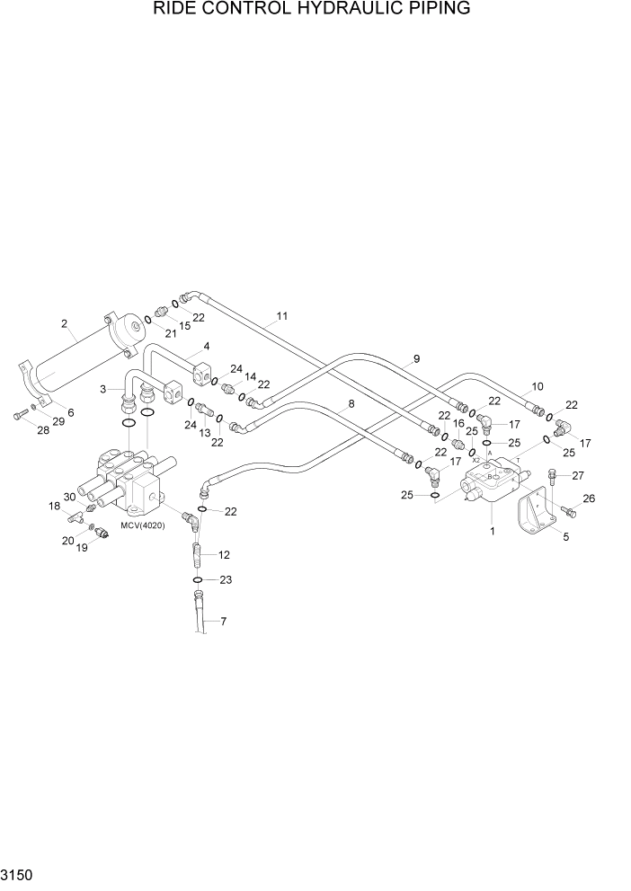 Схема запчастей Hyundai HL740-7A - PAGE 3150 RIDE CONTROL HYDRAULIC PIPING ГИДРАВЛИЧЕСКАЯ СИСТЕМА