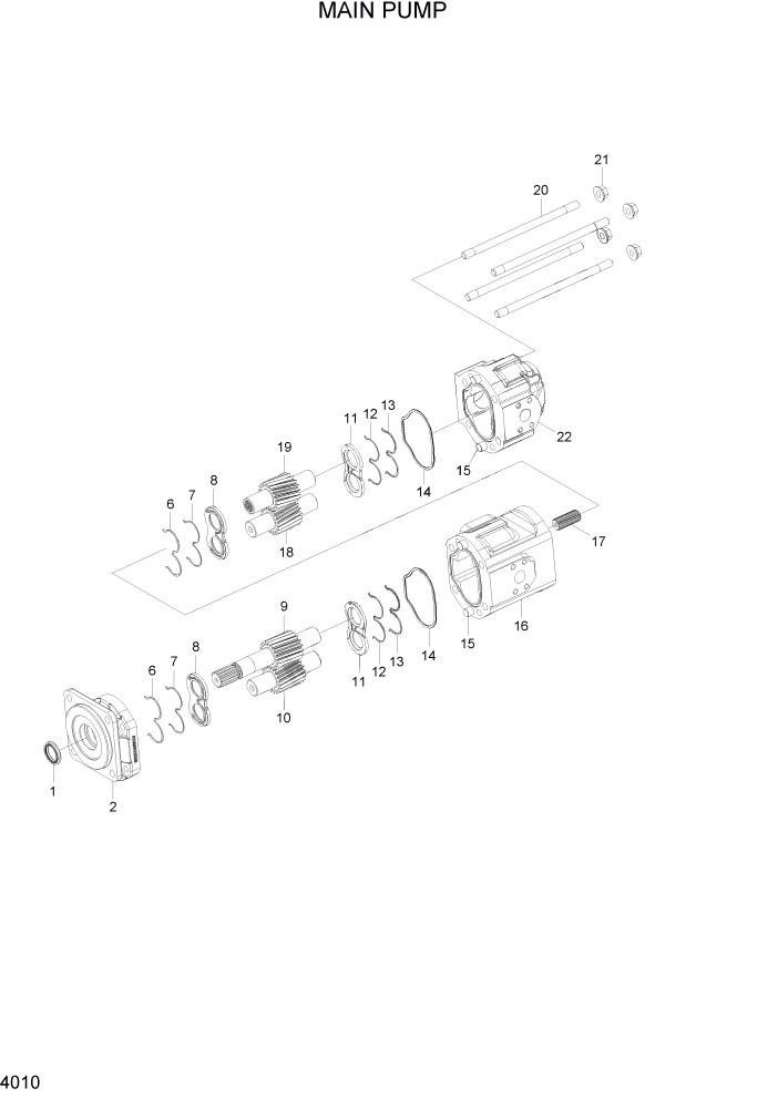 Схема запчастей Hyundai HL740-7A - PAGE 4010 MAIN PUMP ГИДРАВЛИЧЕСКИЕ КОМПОНЕНТЫ