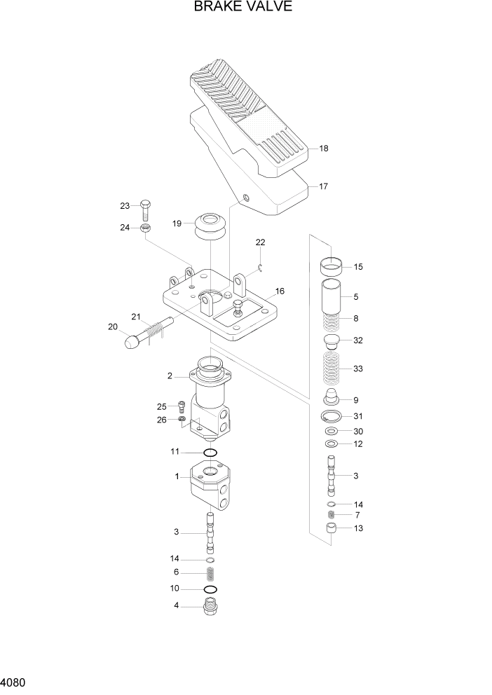 Схема запчастей Hyundai HL740-7A - PAGE 4080 BRAKE VALVE ГИДРАВЛИЧЕСКИЕ КОМПОНЕНТЫ