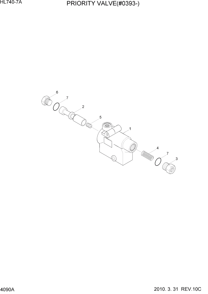 Схема запчастей Hyundai HL740-7A - PAGE 4090A PRIORITY VALVE(#0393-) ГИДРАВЛИЧЕСКИЕ КОМПОНЕНТЫ