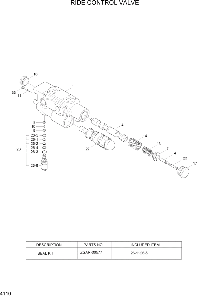 Схема запчастей Hyundai HL740-7A - PAGE 4110 RIDE CONTROL VALVE ГИДРАВЛИЧЕСКИЕ КОМПОНЕНТЫ