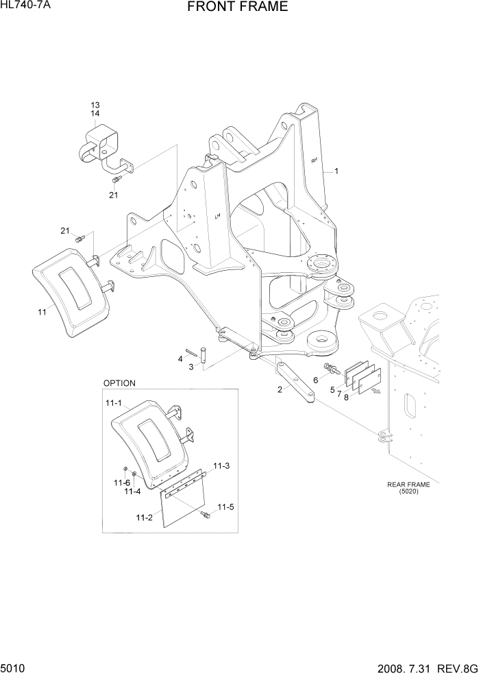 Схема запчастей Hyundai HL740-7A - PAGE 5010 FRONT FRAME СТРУКТУРА