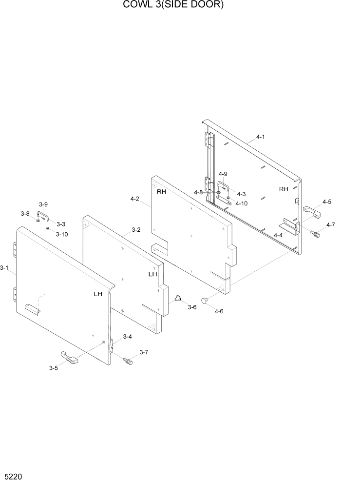 Схема запчастей Hyundai HL740-7A - PAGE 5220 COWL 3(SIDE DOOR) СТРУКТУРА