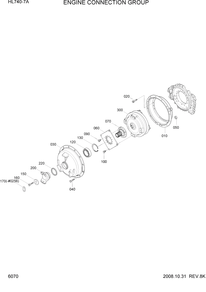 Схема запчастей Hyundai HL740-7A - PAGE 6070 ENGINE CONNECTION GROUP СИЛОВАЯ СИСТЕМА