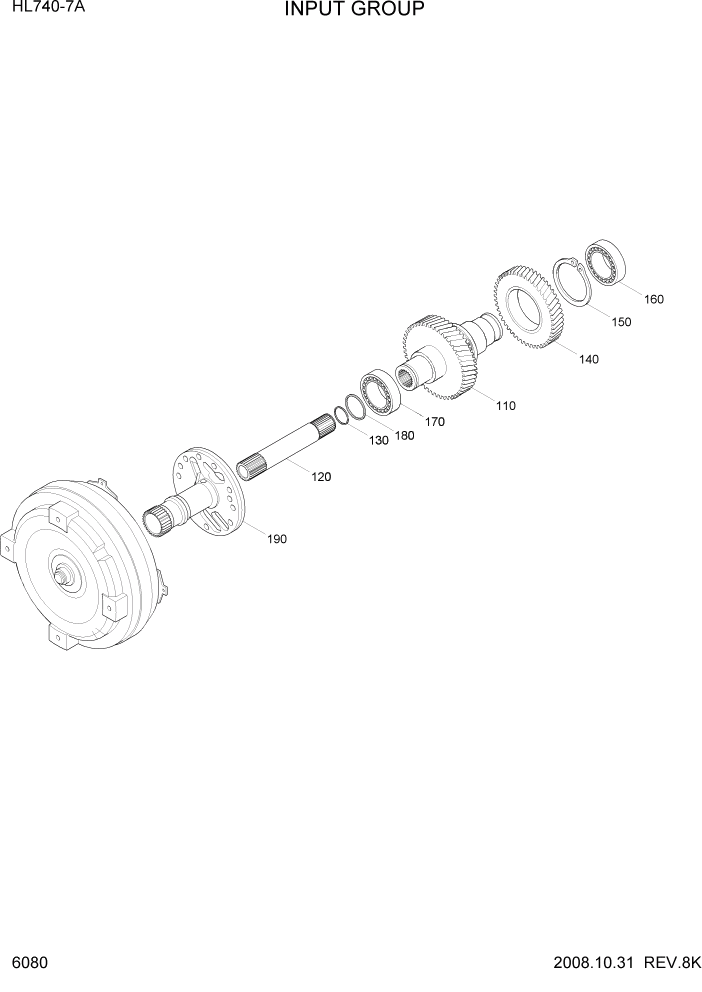 Схема запчастей Hyundai HL740-7A - PAGE 6080 INPUT GROUP СИЛОВАЯ СИСТЕМА