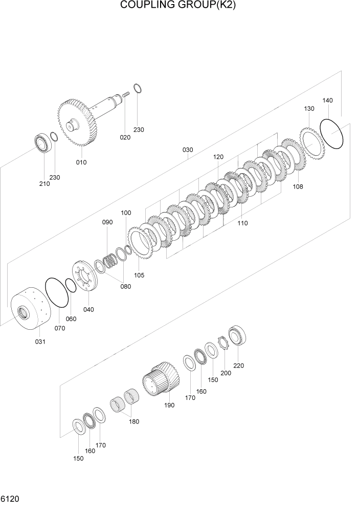 Схема запчастей Hyundai HL740-7A - PAGE 6120 COUPLING GROUP(K2) СИЛОВАЯ СИСТЕМА