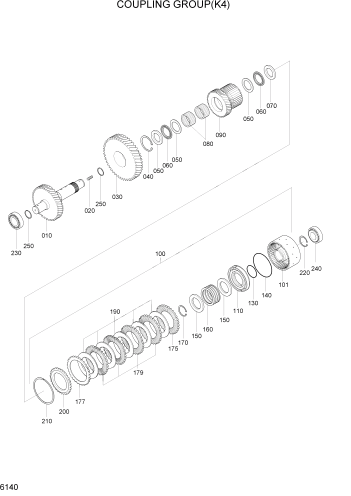 Схема запчастей Hyundai HL740-7A - PAGE 6140 COUPLING GROUP(K4) СИЛОВАЯ СИСТЕМА