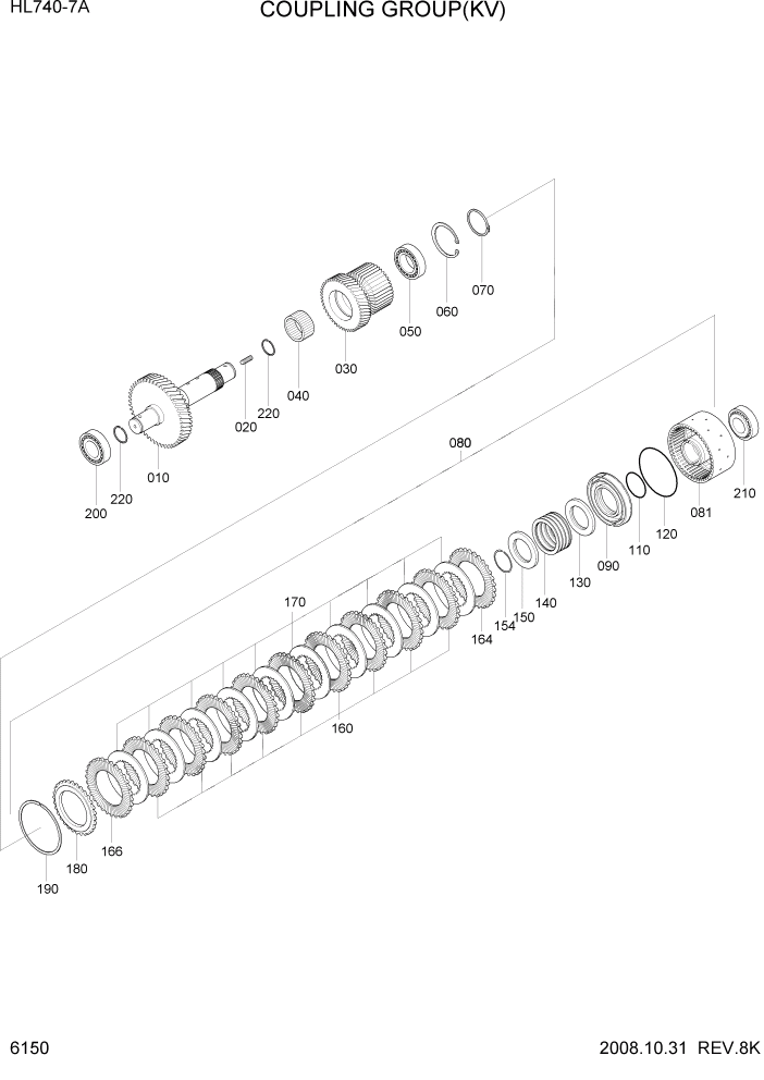 Схема запчастей Hyundai HL740-7A - PAGE 6150 COUPLING GROUP(KV) СИЛОВАЯ СИСТЕМА