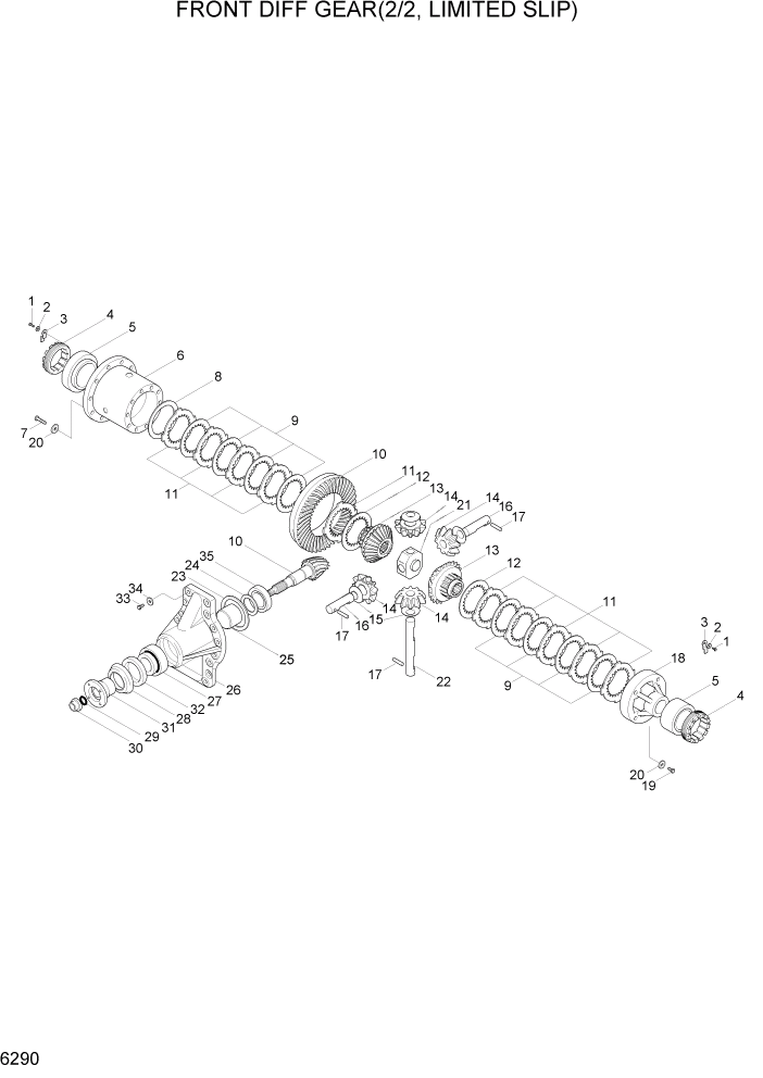 Схема запчастей Hyundai HL740-7A - PAGE 6290 FRONT DIFF GEAR(2/2, LIMITED SLIP) СИЛОВАЯ СИСТЕМА