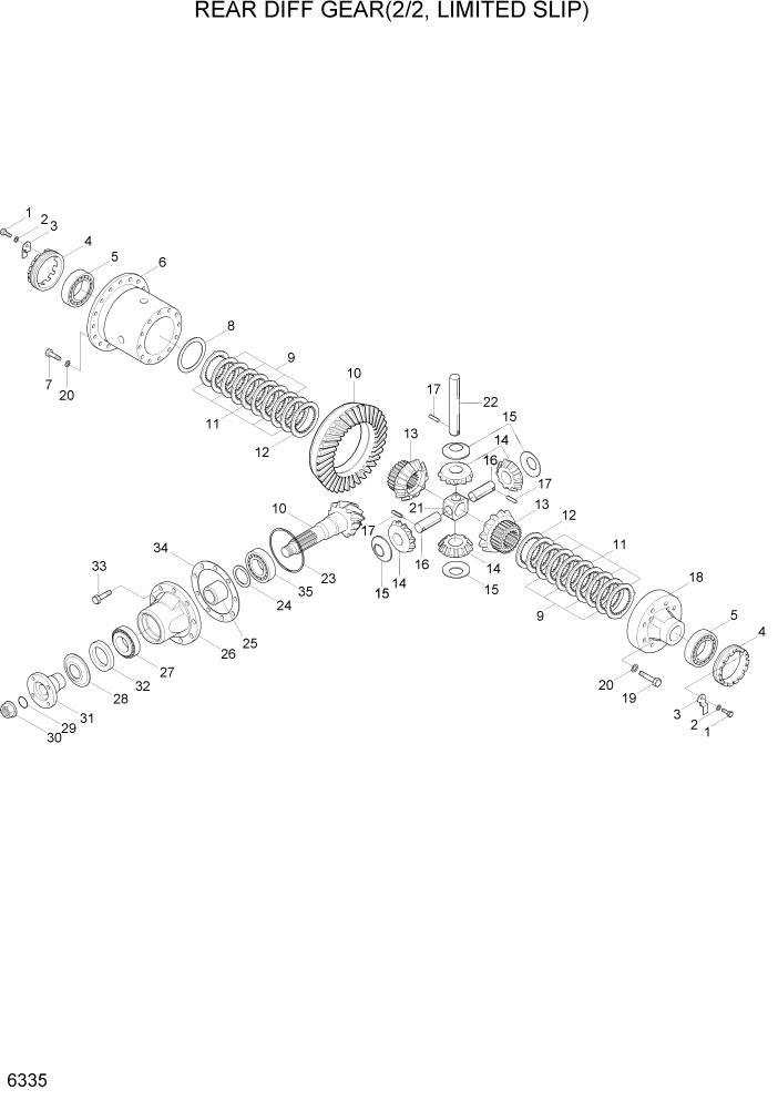 Схема запчастей Hyundai HL740-7A - PAGE 6335 REAR DIFF GEAR(2/2, LIMITED SLIP) СИЛОВАЯ СИСТЕМА