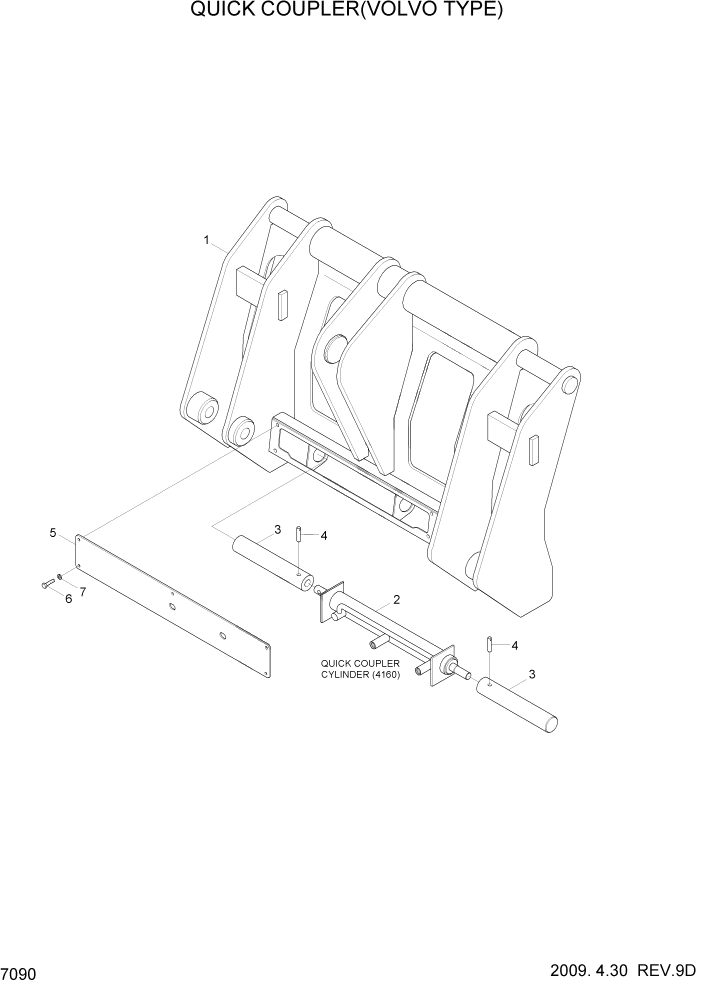 Схема запчастей Hyundai HL740-7A - PAGE 7090 QUICK COUPLER(VOLVO TYPE) РАБОЧЕЕ ОБОРУДОВАНИЕ