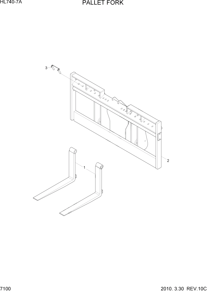 Схема запчастей Hyundai HL740-7A - PAGE 7100 PALLET FORK РАБОЧЕЕ ОБОРУДОВАНИЕ