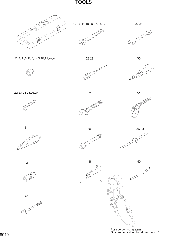 Схема запчастей Hyundai HL740-7A - PAGE 8010 TOOLS ДРУГИЕ ЧАСТИ